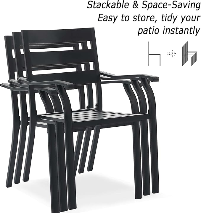 Patio Dining Chairs Set of 8, Metal Patio Furniture Set - Image 4