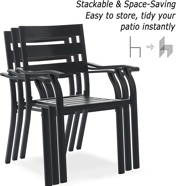 Patio Dining Chairs Set of 2, Metal Patio Furniture Set - Image 4