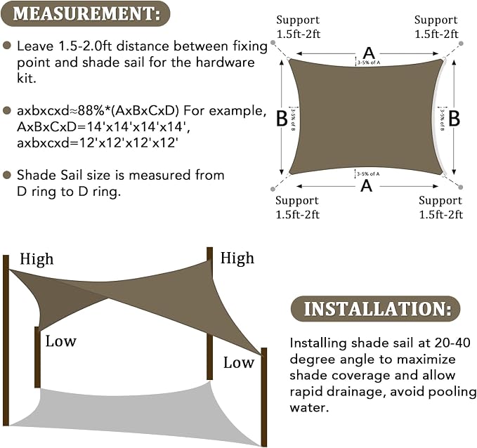 Shade&Beyond 8'x20' Sun Shade Sail Canopy Rectangle, UV Block Breathable Curved - Image 6