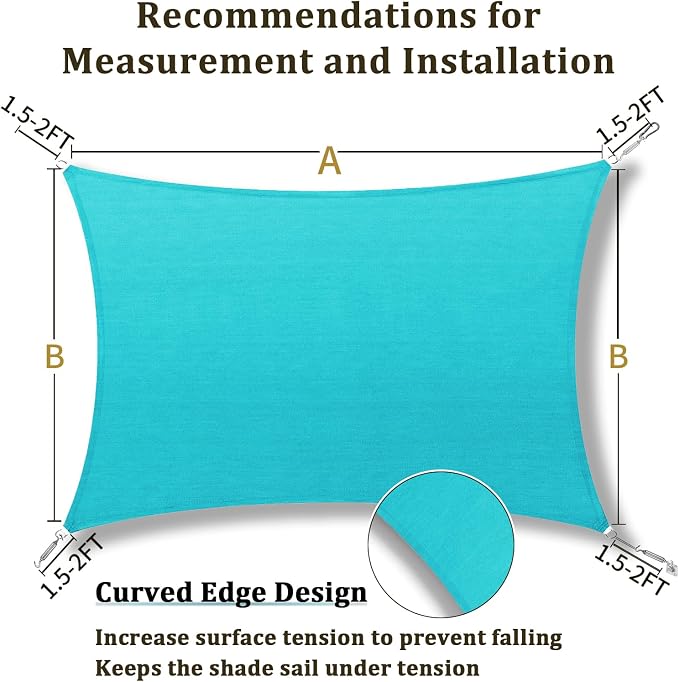Shade&Beyond 12'x26' Sun Shade Sail Canopy Rectangle, UV Block Breathable - Image 5