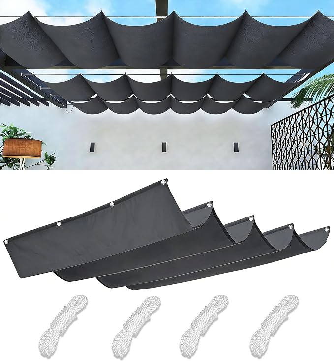 Retractable Wave Sun Shade Sail Waterproof 9' x 16' Sun Shade by WoaceSunShadeSail