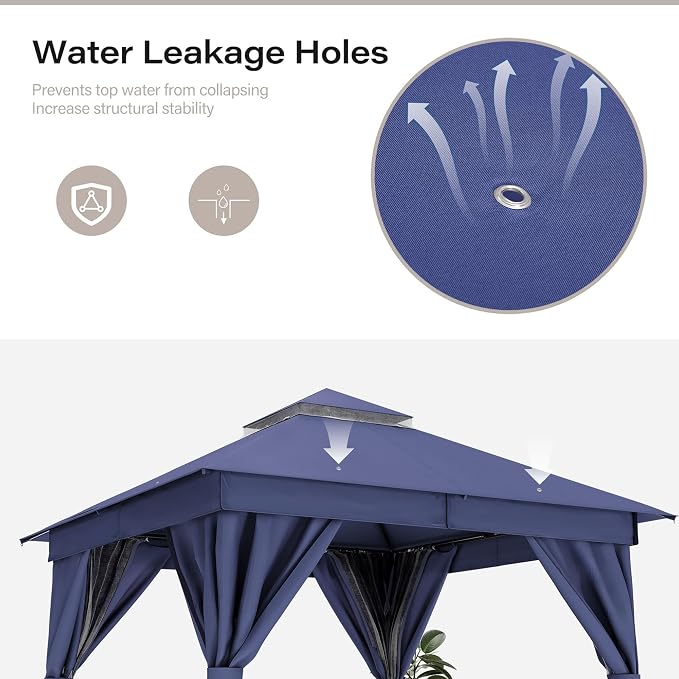 8'x8' Outdoor Gazebo, Metal Frame Heavy Duty Patio Canopy Tent Shelter - Image 6