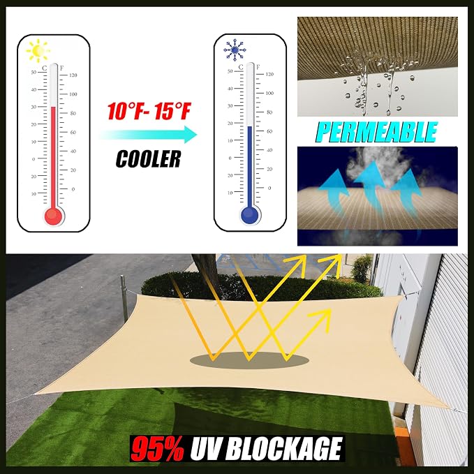 Royal Shade 12' x 22' Custom Size Blue Rectangle Sunshade Sail - Image 2