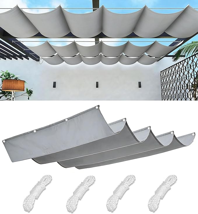 Retractable Wave Sun Shade Cloth 14' x 23' Sun Shade Sail Waterproof Polyester by WoaceSunShadeSail