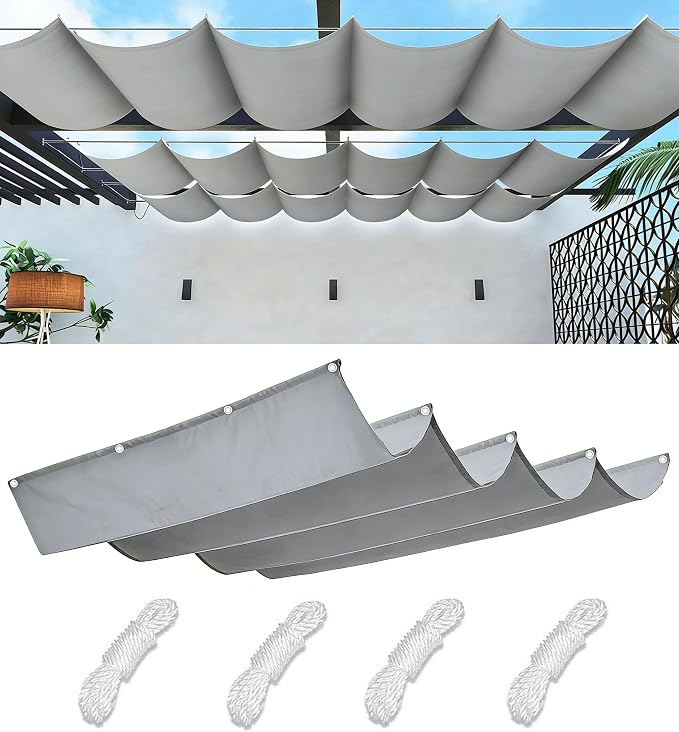 Retractable Sun Shade Sail 3' x 30' Waterproof Wave Pergola Shade Cover by WoaceSunShadeSail