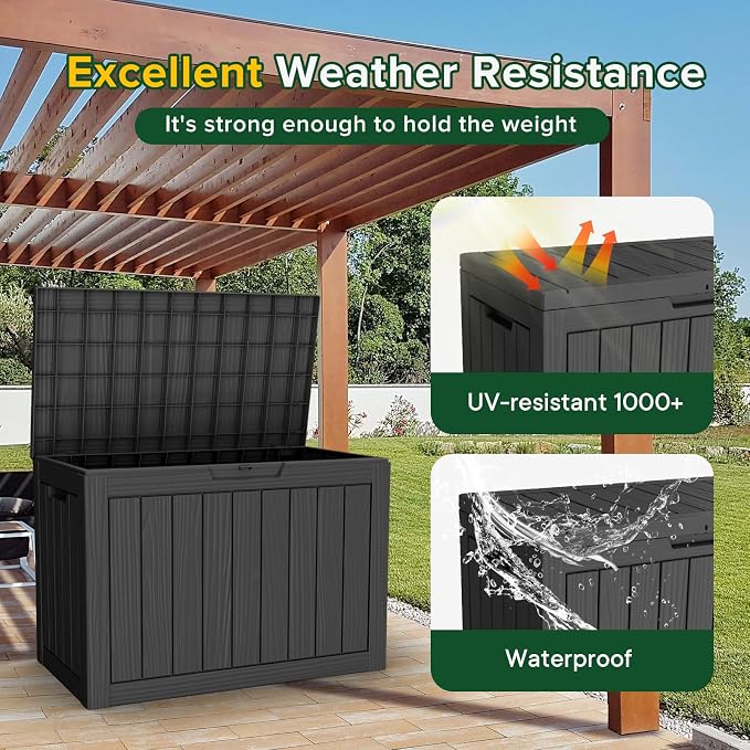 50 Gallon Outdoor Storage Box Waterproof Lockable Deck Boxes | UV Resistant - Image 3