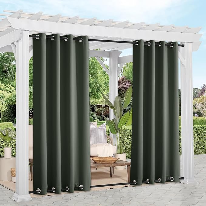 NICETOWN 2 Panels Long Outdoor Curtains Waterproof 108 inch Length by NICETOWN