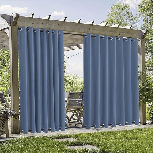 RYB HOME Extra Wide Outdoor Curtains 2 Panels or Patio Waterproof | Blackout by RYBHOME