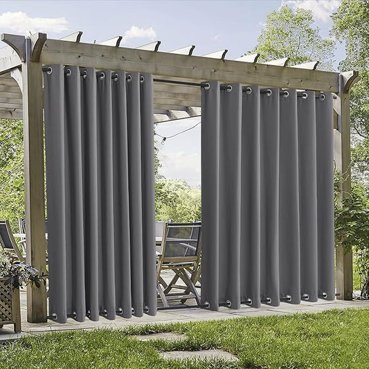 RYB HOME Extra Wide Outdoor Curtains 2 Panels or Patio Waterproof | Blackout by RYBHOME