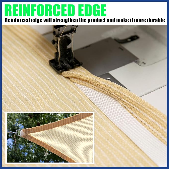 10' x 10' Green Sun Shade Sail UPF50 Square smTAPR0816 Canopy Fabric Cloth - Image 5