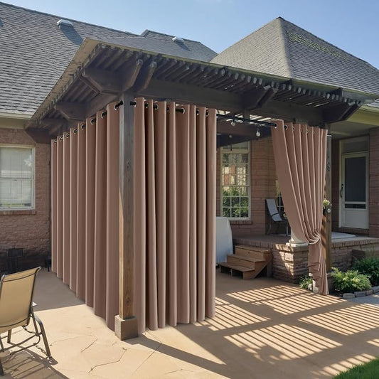 RYB HOME Outdoor Curtains for Patio Deck, Waterproof & Block Sunlight | Thermal by RYBHOME