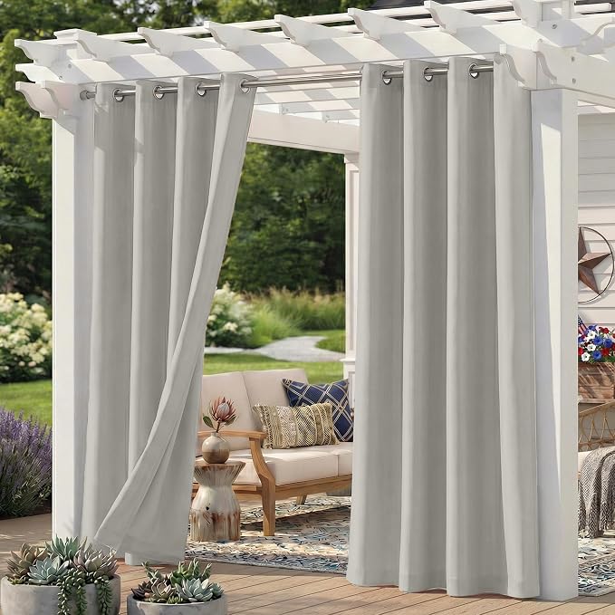 Set of 2 Outdoor Curtains for Patio Waterproof, Breathable Grommet Panels for by Sunshelf