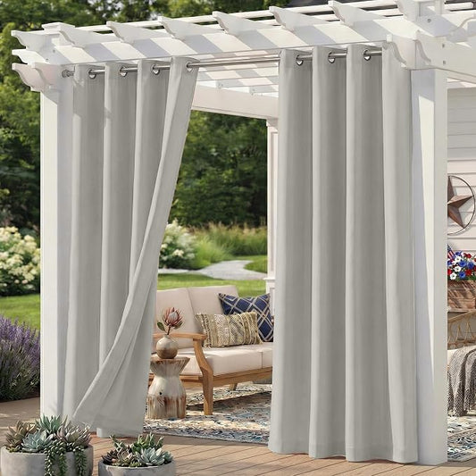 Set of 2 Outdoor Curtains for Patio Waterproof, Breathable Grommet Panels for by Sunshelf
