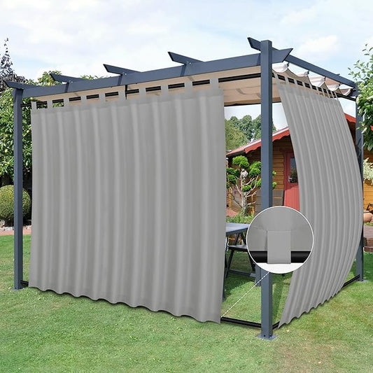 Easy-Going Outdoor Patio Curtains 2 Panels, 110x120 inch, Light Grey | Privacy by Easy-Going