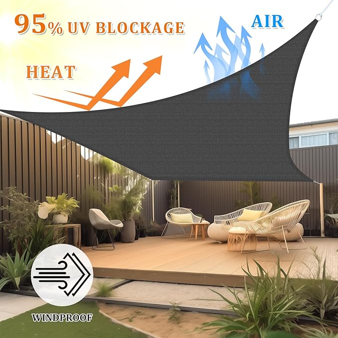 Shade&Beyond 8'x18' Sun Shade Sail Canopy Rectangle, UV Block Breathable Curved - Image 2