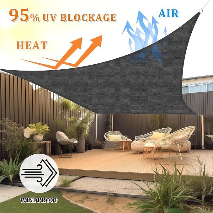 Shade&Beyond 6'x16' Sun Shade Sail Canopy Rectangle, UV Block Breathable Curved - Image 2
