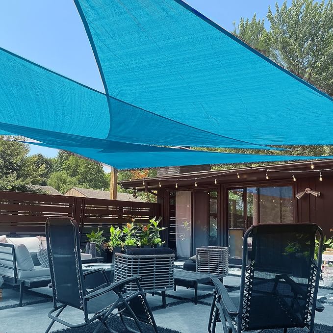 LOVE STORY Custom Size 8' x 11' x 13.6' Sun Shade Sail, Turquoise Blue | HDPE by LOVESTORY
