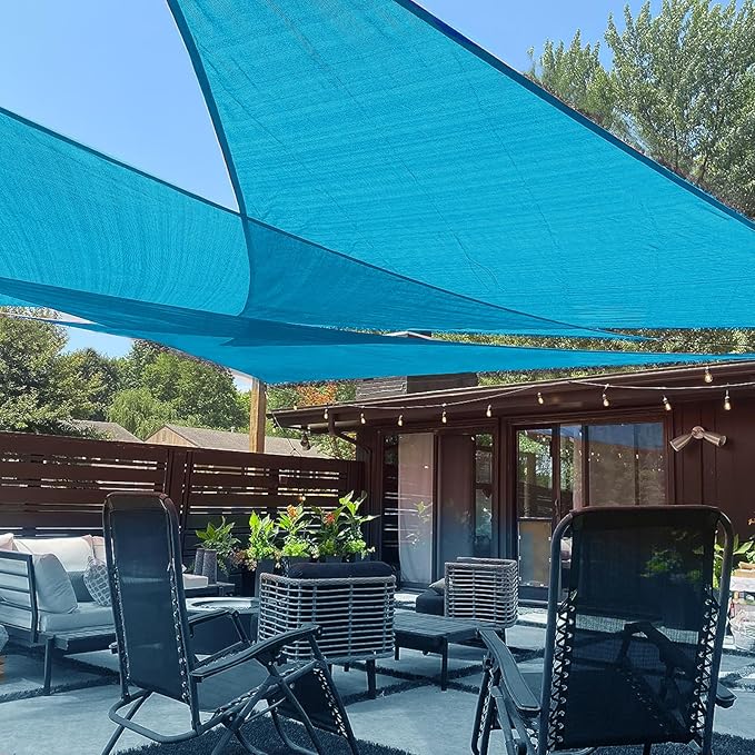 LOVE STORY Custom Size 9' x 9' x 12.7' Sun Shade Sail, Turquoise Blue | HDPE by LOVESTORY