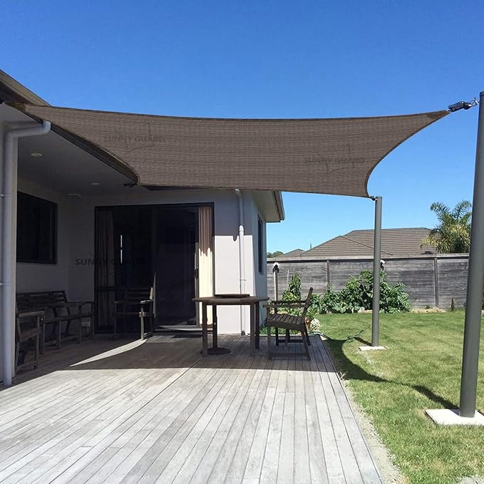 SUNNY GUARD Custom Size 12'x15' Brown Sun Shade Sail Rectangle UV Block Shade by SUNNYGUARD