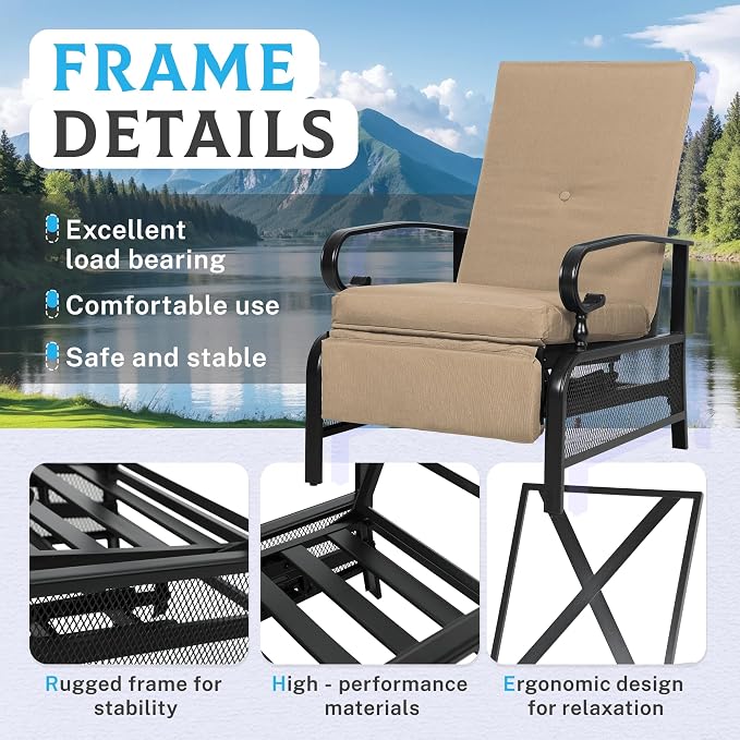 Incbruce Outdoor Lounge Chair Patio Furniture Adjustable Recliner - Image 5