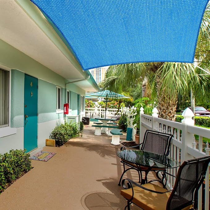 Eden's Decor Straight Flat-Edged 7' x 8' Blue Sun Shade Sail Rectangular - Image 5