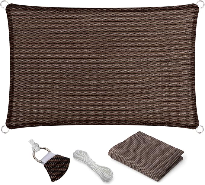 Eden's Decor Straight Flat-Edged Sun Shade Sail Rectangular 5' x 17' Brown by EdensDecorInc