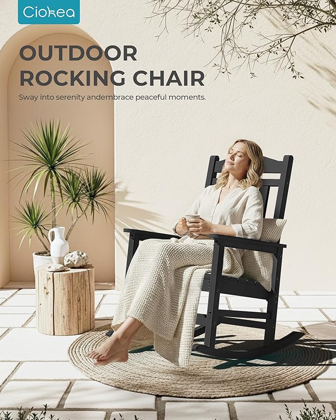 Oversized Outdoor Rocking Chairs Set of 4, 380lbs Heavy-Duty Large Patio Rocker - Image 7