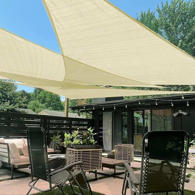 LOVE STORY Custom Size 12' x 20' x 23.3' Sun Shade Sail, Butter Cream | HDPE by LOVESTORY