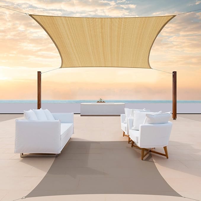 Colourtree CTAPR1220 Custom Size 11' x 13' Sand Beige Sun Shade Sail Canopy UV by ColourTree