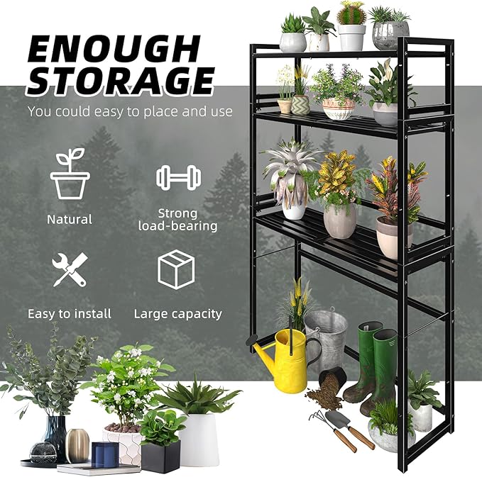 Ekisemio 3-Tier Metal Plant Stand, Heavy Duty Waterproof Indoor Outdoor - Image 4