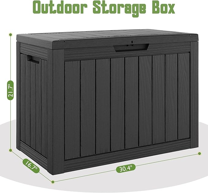 55 Gallon Outdoor Storage Box, All-Weather Resin Deck Box Outdoor Waterproof - Image 2