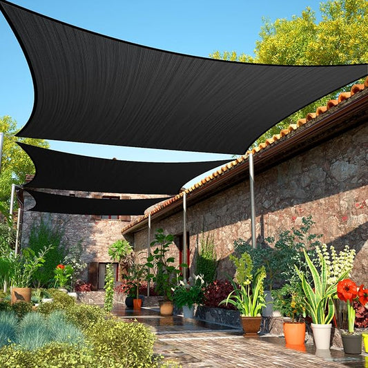 10' x 11' Black Sun Shade Sail UPF50 Square smTAPR0816 Canopy Fabric Cloth by ShadeMart