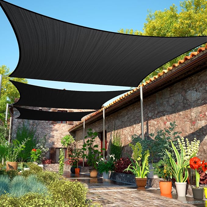 11' x 17' Black Sun Shade Sail Rectangle SMSLR Canopy Fabric Cloth Screen by ShadeMart