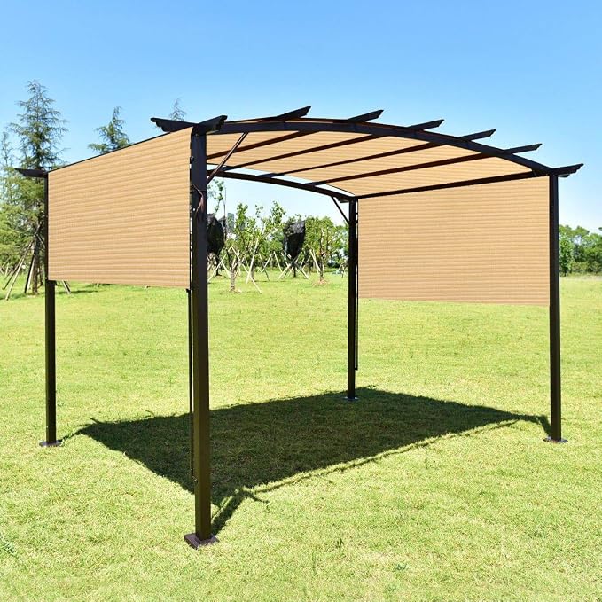 Eden's Decor Straight Flat-Edged 8' x 12' Beige Sun Shade Sail Rectangular - Image 5