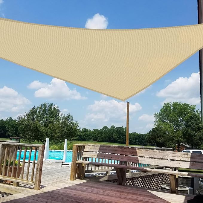 WINDSCREEN4LESS 16' x 16' x 16' Sun Shade Sail UV Block Fabric Canopy in Sand - Image 6