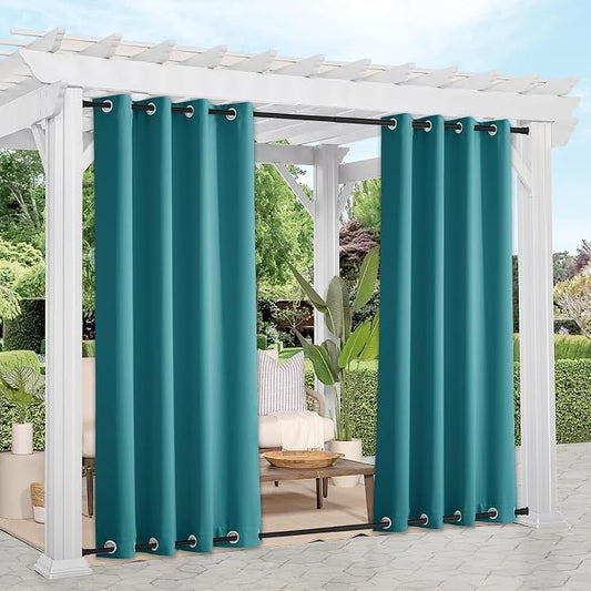 NICETOWN 2 Panels Peacock Teal Outdoor Curtains by NICETOWN