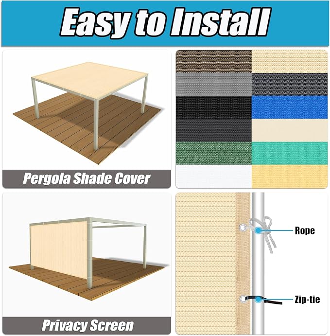Amagenix 90% Pergola Shade Cover 9' X 15' Sun Shade Cloth - Image 4