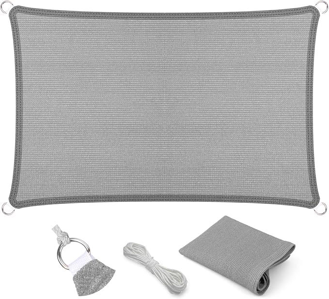 Eden's Decor Straight Flat-Edged Sun Shade Sail Rectangular 4' x 6' Grey by EdensDecorInc