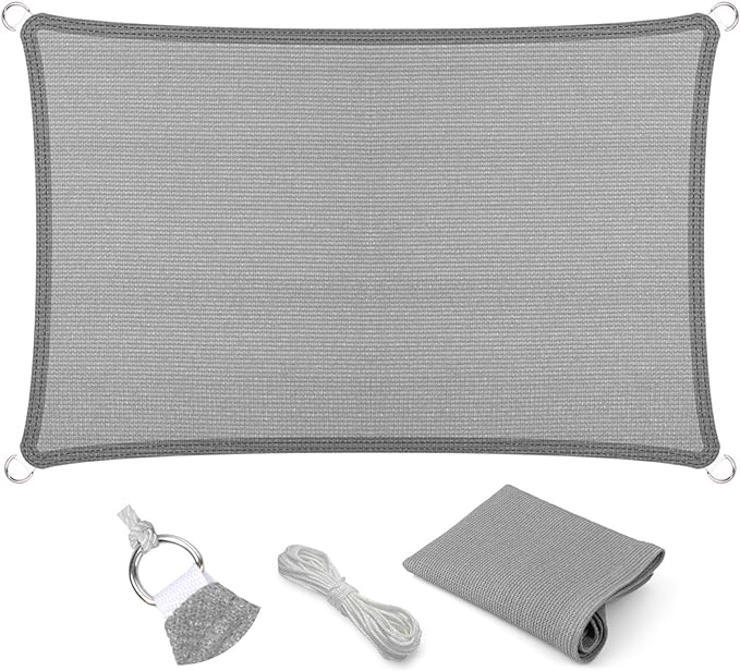 Eden's Decor Straight Flat-Edged Sun Shade Sail Rectangular 4' x 9' Grey by EdensDecorInc