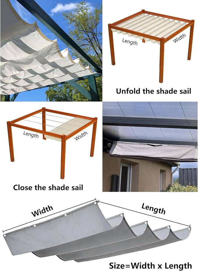 Retractable Wave Shade Cloth Waterproof 14' x 22' Sun Shade Sail Waterproof - Image 5