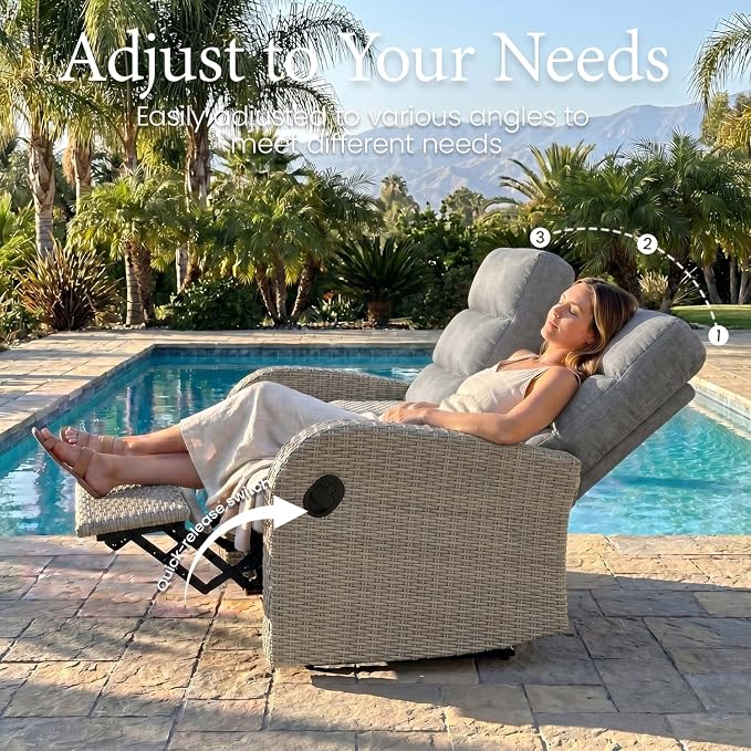 Oversized 3 Pieces Wicker Outdoor Recliner Loveseat - Image 6