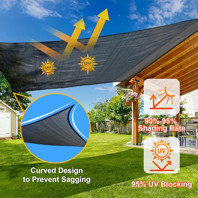 8' x 8' x 8' Triangle Shade Sail Graphite Grey UV Block Canopy | Outdoor sun - Image 4