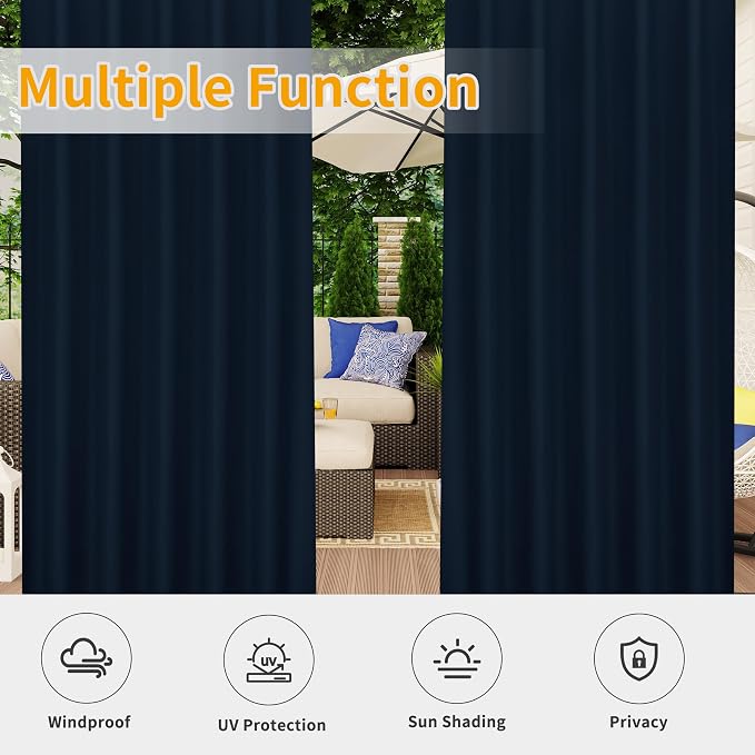 Easy-Going Outdoor Patio Curtains 2 Panels, 54x108 inch, Porch and Pergola - Image 5