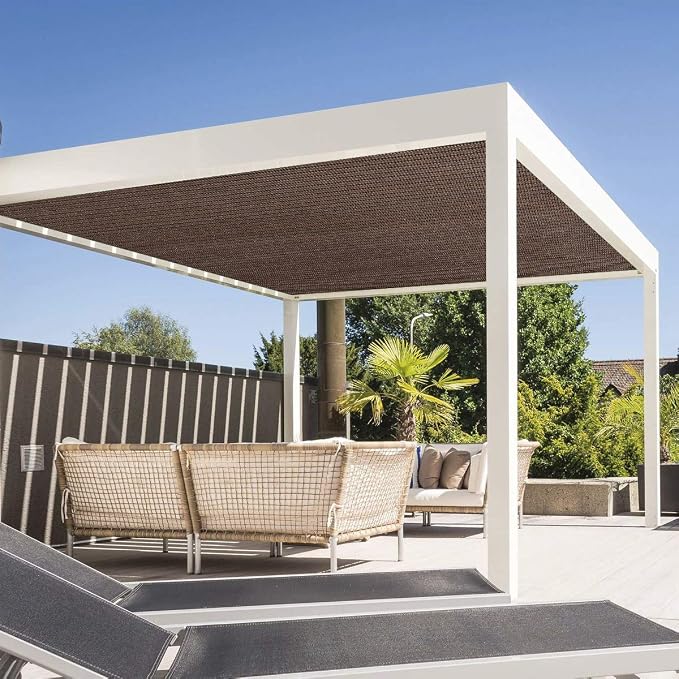 Eden's Decor Straight Flat-Edged Sun Shade Sail Rectangular 9' x 18' Brown - Image 6