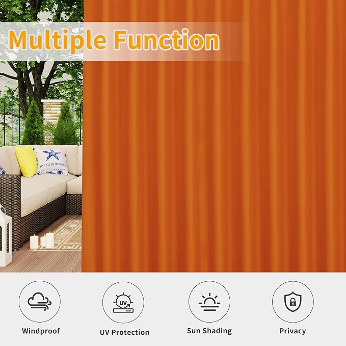 Easy-Going Outdoor Patio Curtains 2 Panels, 110x120 inch, Porch and Pergola - Image 5