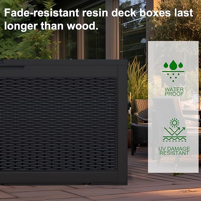 100 Gallon Outdoor Deck Box, Lockable Waterproof Outdoor Storage Boxes - Image 7