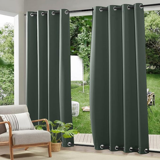 RYB HOME Outdoor Curtains 2 Panels, Waterproof Windproof Blackout Curtains by RYBHOME