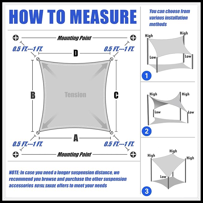 Royal Shade 12' x 20' White Rectangle Sun Shade Sail Canopy Outdoor Patio - Image 6