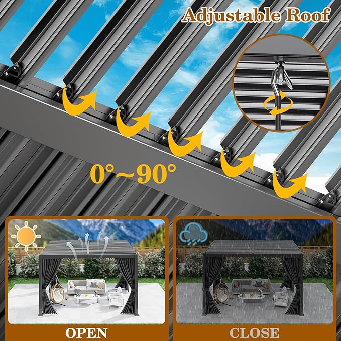 10 x 12 FT Louvered Pergola - Image 5