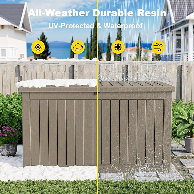 Deck Box - 280 Gallon Large Outdoor Storage box, Waterproof Patio Furniture and - Image 6